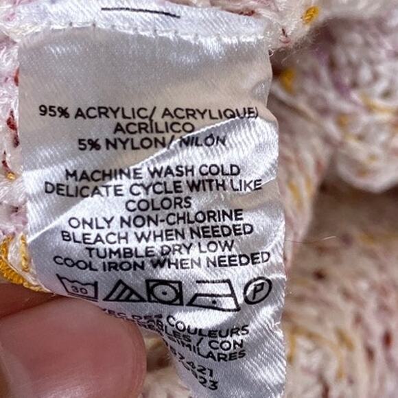 Loft Womens Sweater White Multicolored Knitted Double V Neck Sleeveless M - Picture 5 of 10